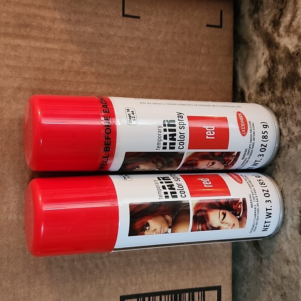 Temporary color spray 2 red cans total